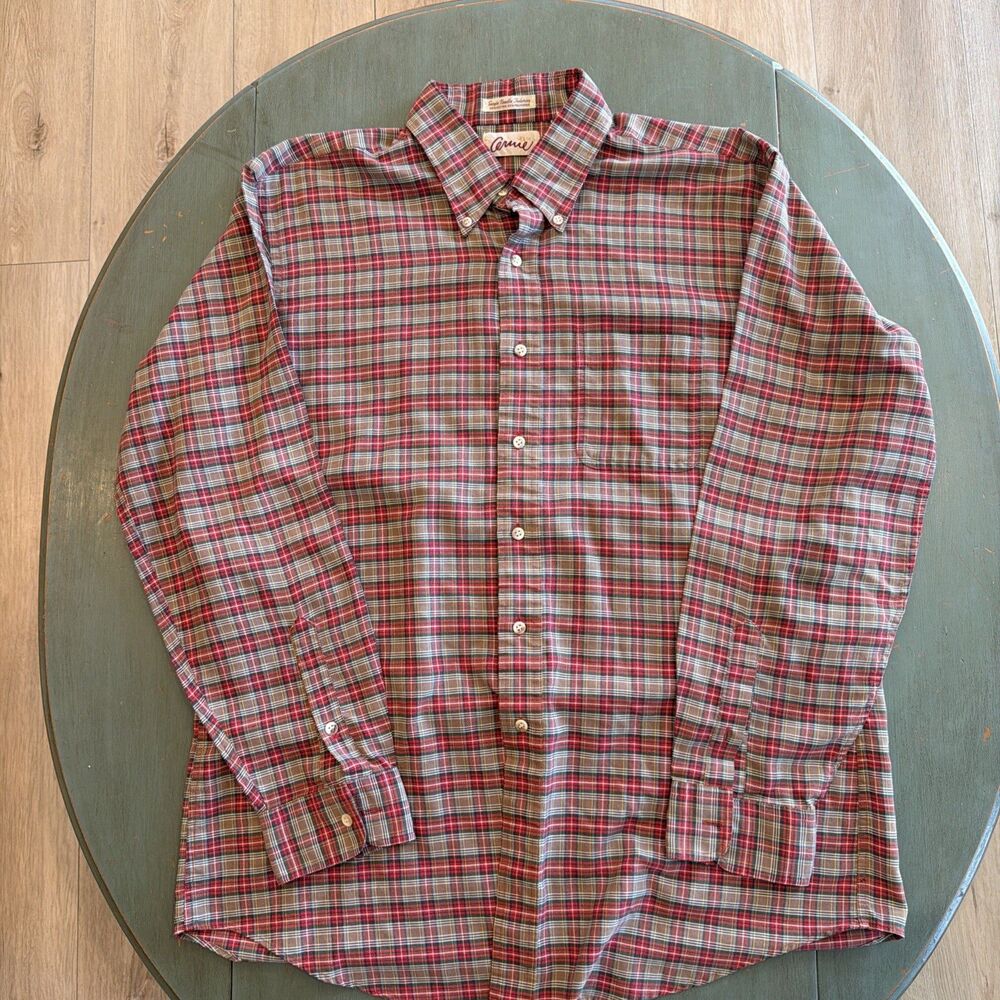 Vintage Sears Carru XL Tall Plaid Button Down Shirt Single Needle Tailoring